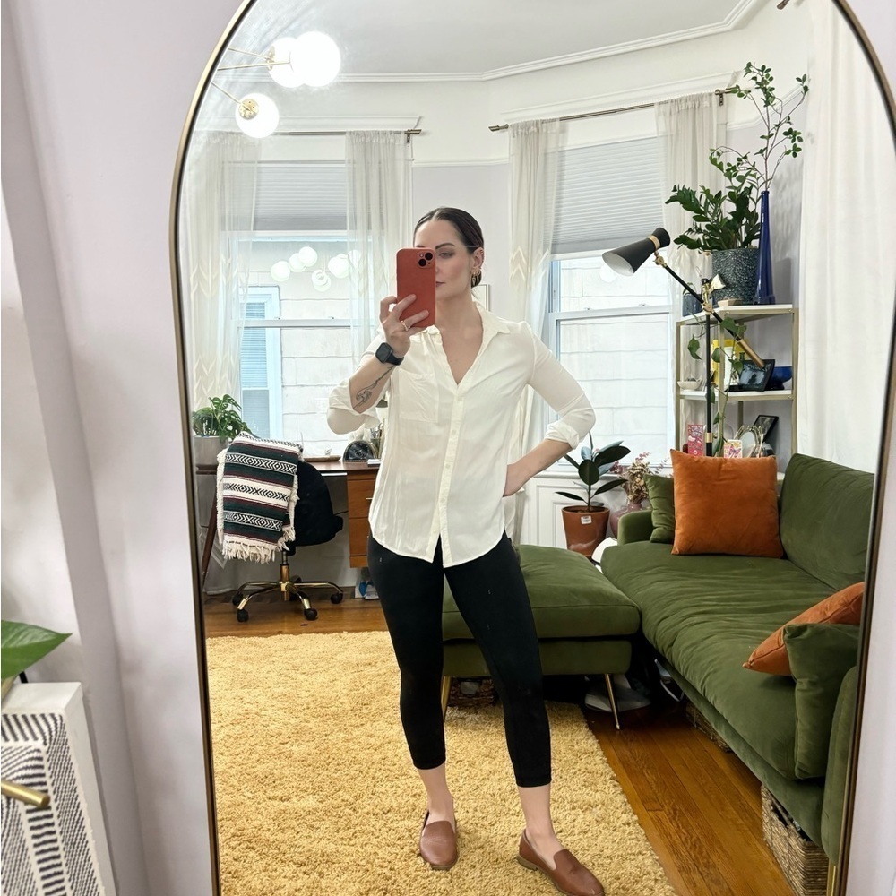 H&M White Button Down Casual Top / Shirt Sz 4 - Picture 7 of 11